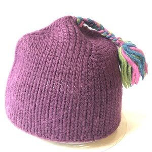 GAP DARK ROSE HEATHER WOOL HAT WITH TASSEL ONE SIZE